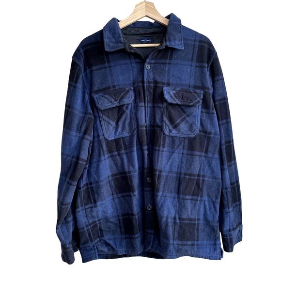 croft & barrow Other - Croft&Barrow blue black checkered button down fleece jacket‎ men's size large
